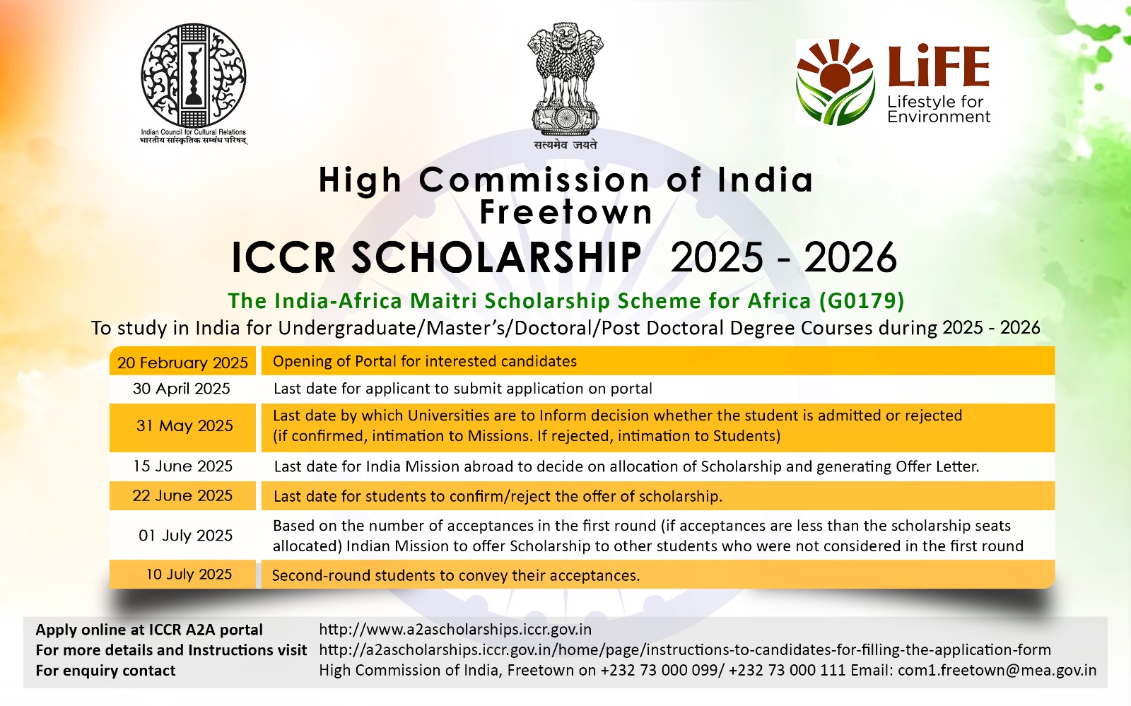 ICCR scholarship 2025-26